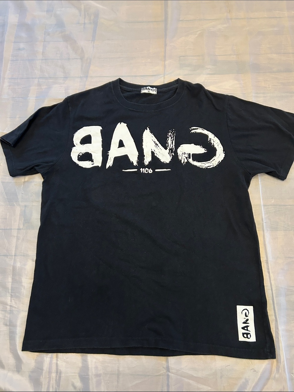 BANG Black Crewneck Tee with Woven Label